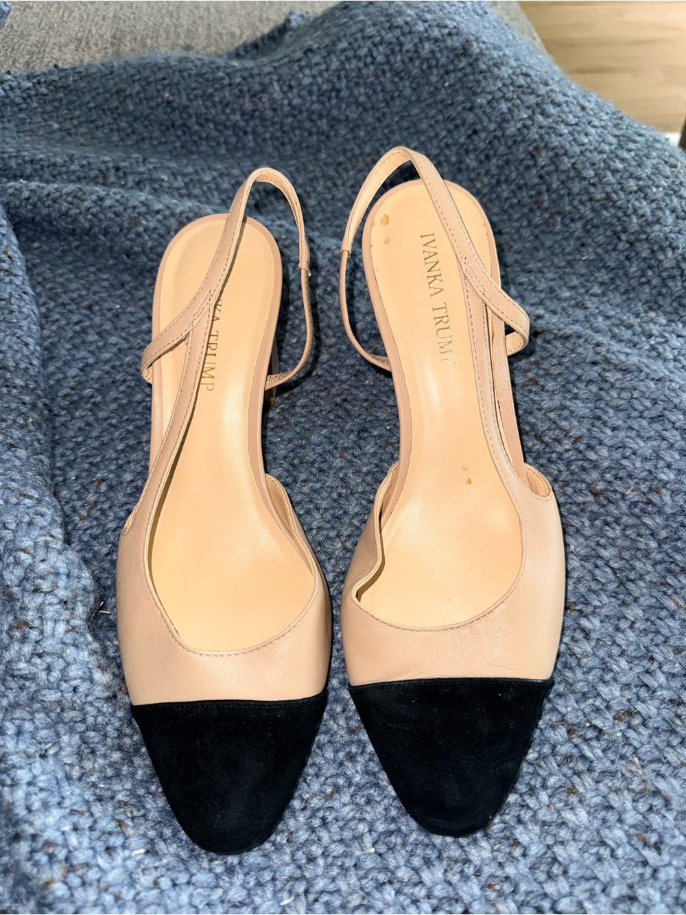 Ivanka Trump Nude and Black Two-Tone Slingback Heels